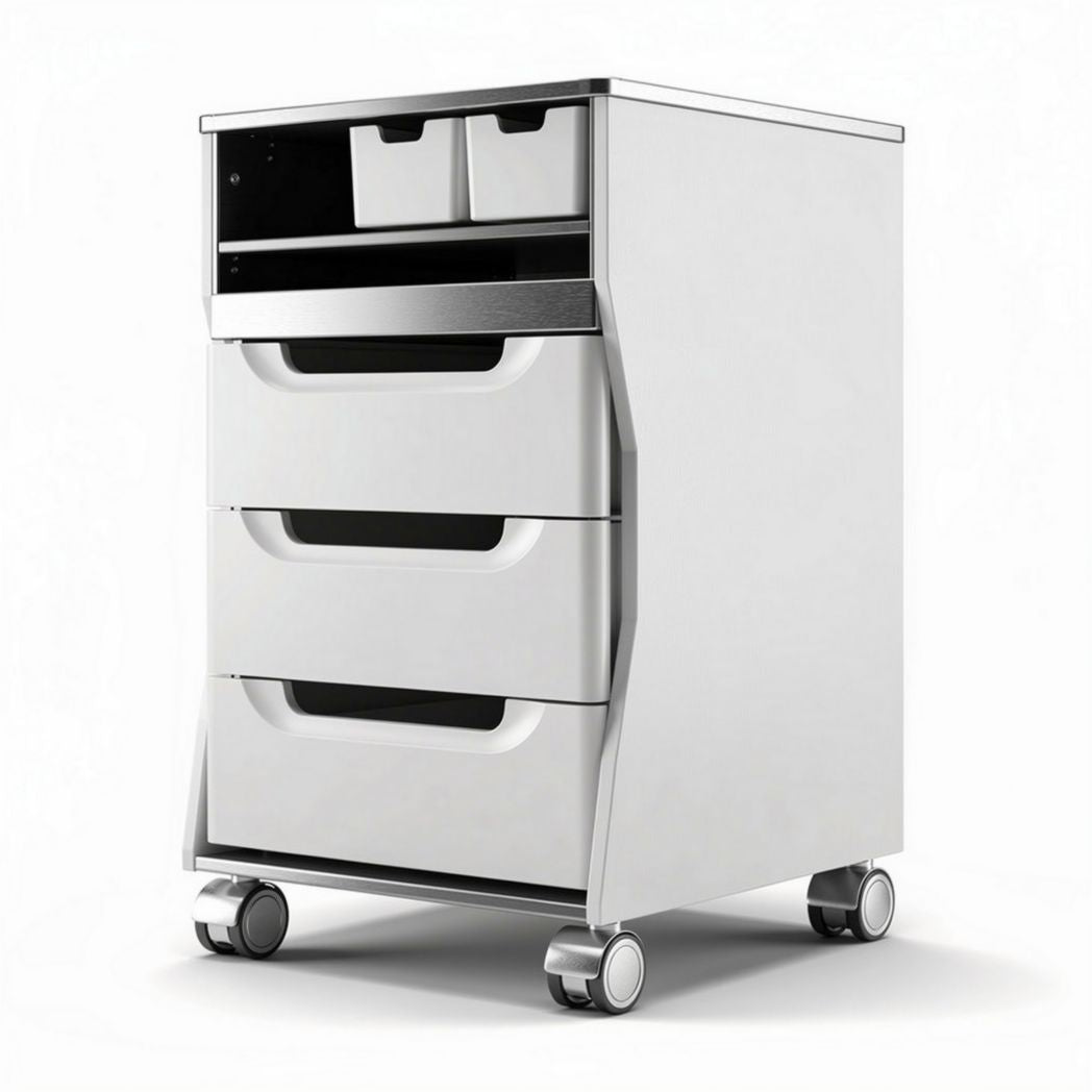 Mobile filing cabinet with three drawers and two storage boxes 45 x 40 x 60cm