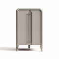 Modern nightstand with two doors in soft gray finish dimensions 40 x 40 x 80cm