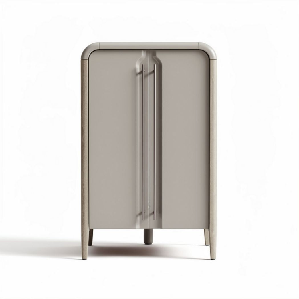 Modern nightstand with two doors in soft gray finish dimensions 40 x 40 x 80cm
