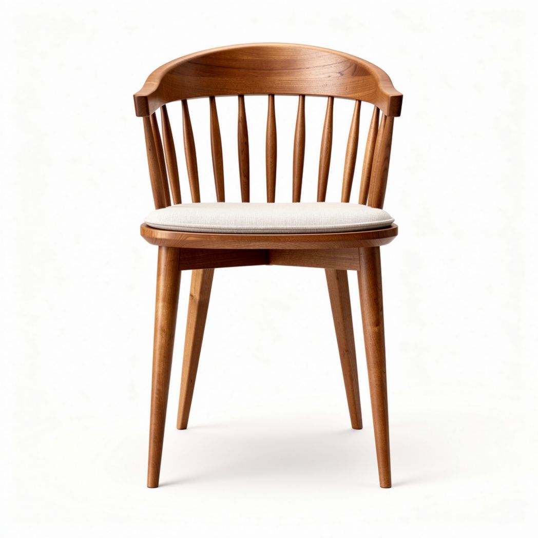 Wooden dining chair with upholstered seat and curved backrest 45 x 45 x 80cm