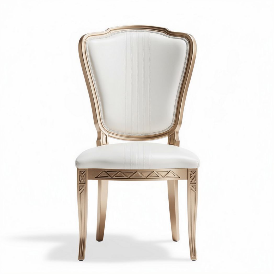White upholstered dining chair with gold-finished frame 45 x 45 x 90cm
