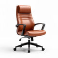 Leather office chair with adjustable height and brown finish 65 x 65 x 110cm
