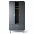 Modern two-door wardrobe with two drawers and wooden interior 80 x 50 x 180cm