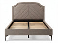 Upholstered bed frame with chevron patterned headboard in light gray 200 x 160 x 120cm