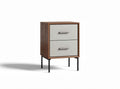 Modern nightstand with two drawers wood and metal construction 45 x 40 x 60cm