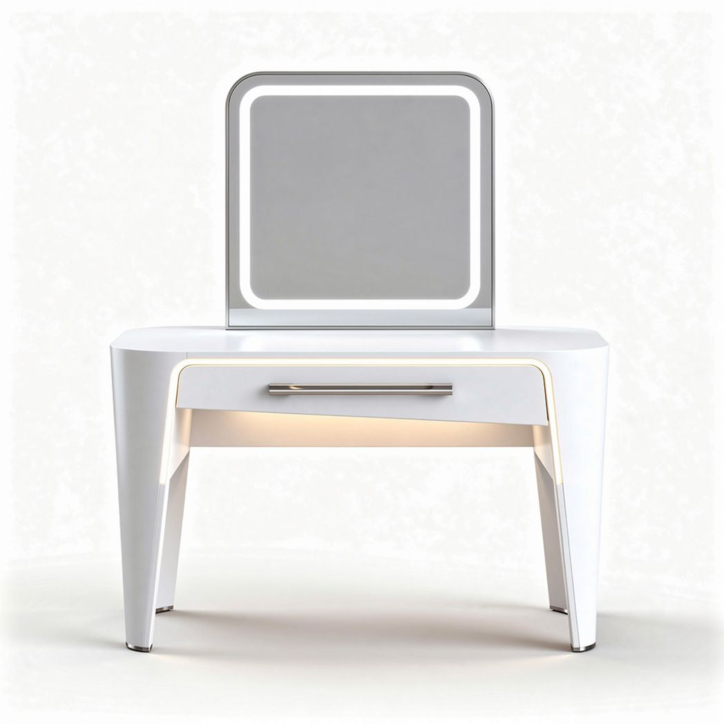 Modern white vanity table with mirror and drawer for home use 90 x 40 x 75cm
